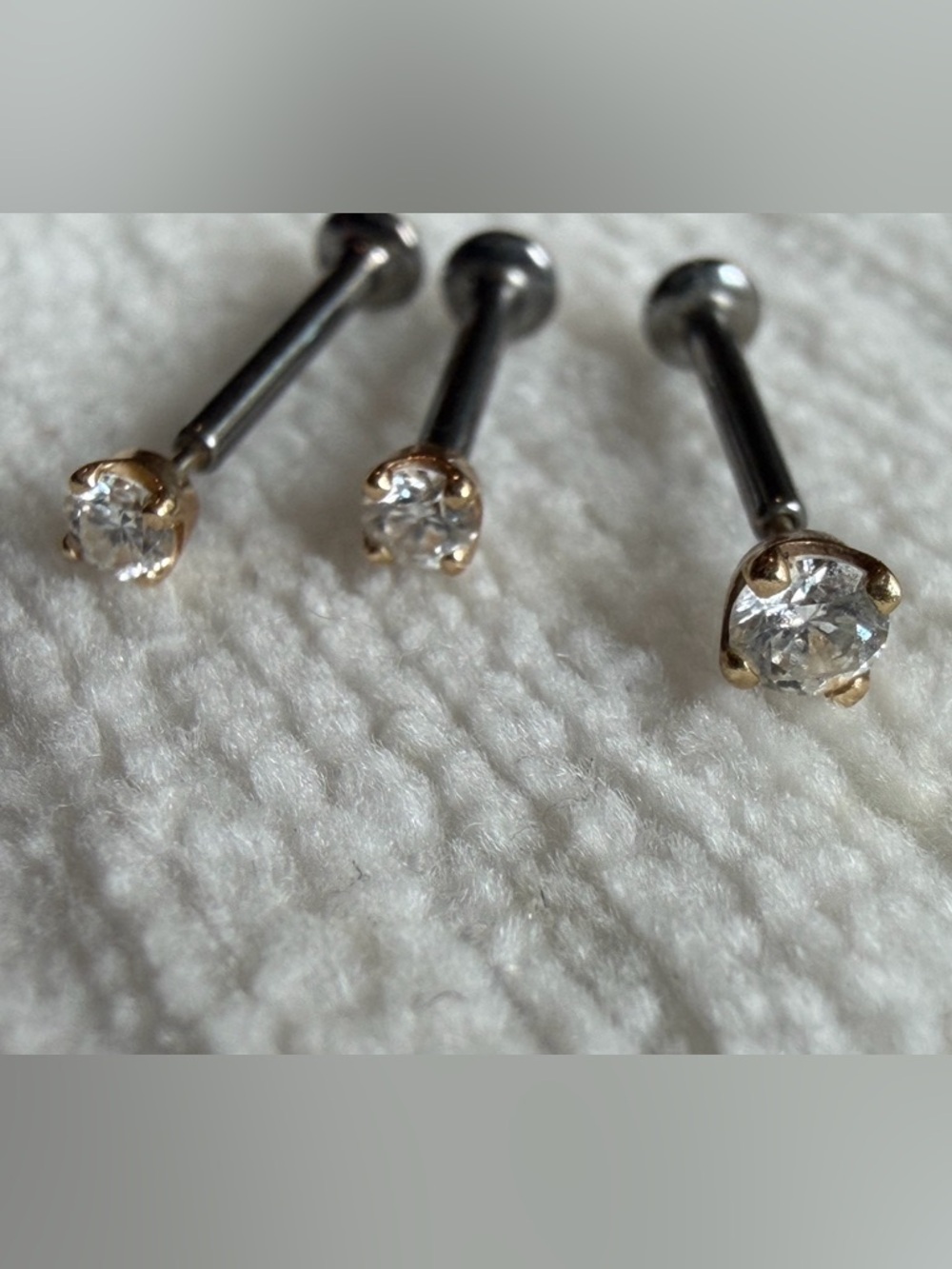 Fine Jewelry Diamond Stud Earring Set with Yellow Gold & Titanium Details- 3 set